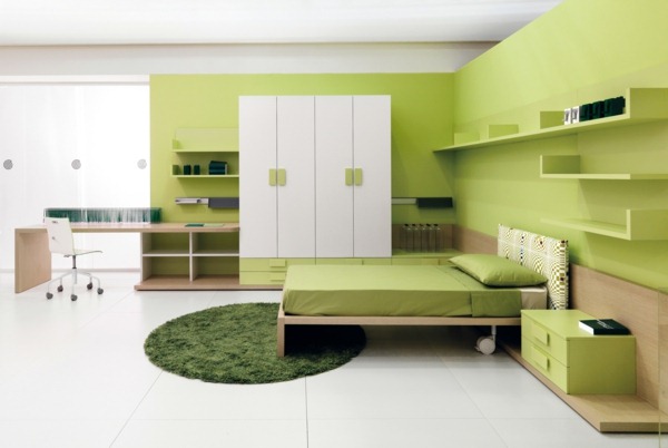 blanket green wall design for modern bedrooms