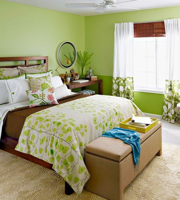 green wall design for bedroom cozy ambiance