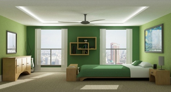 green wall design for bedroom large and modern