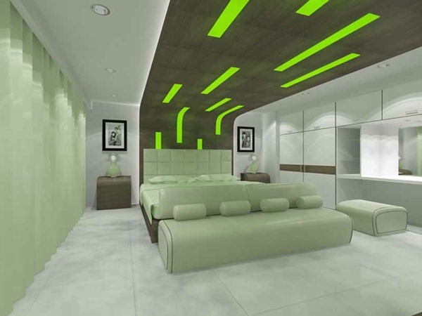 green wall design for bedroom modern and beautiful