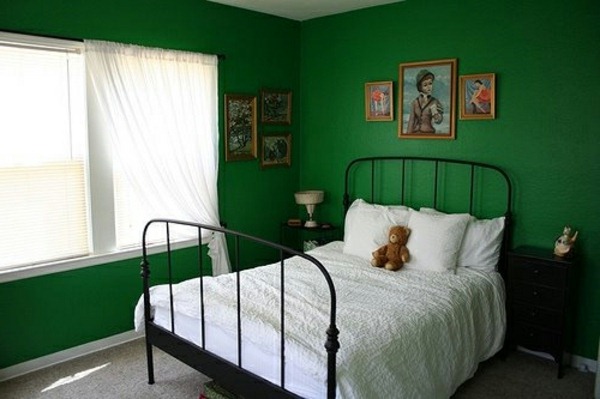 green wall design for bedroom rustic look