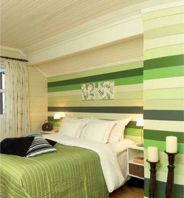 green wall design for bedroom various nuances