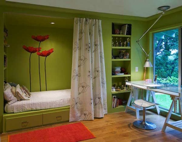 green wall design look great for bedrooms