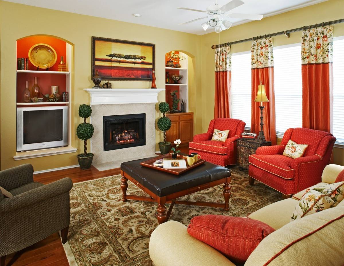 design a family room with a fireplace