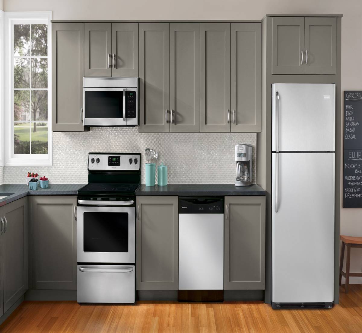 Small contemporary gray kitchen set