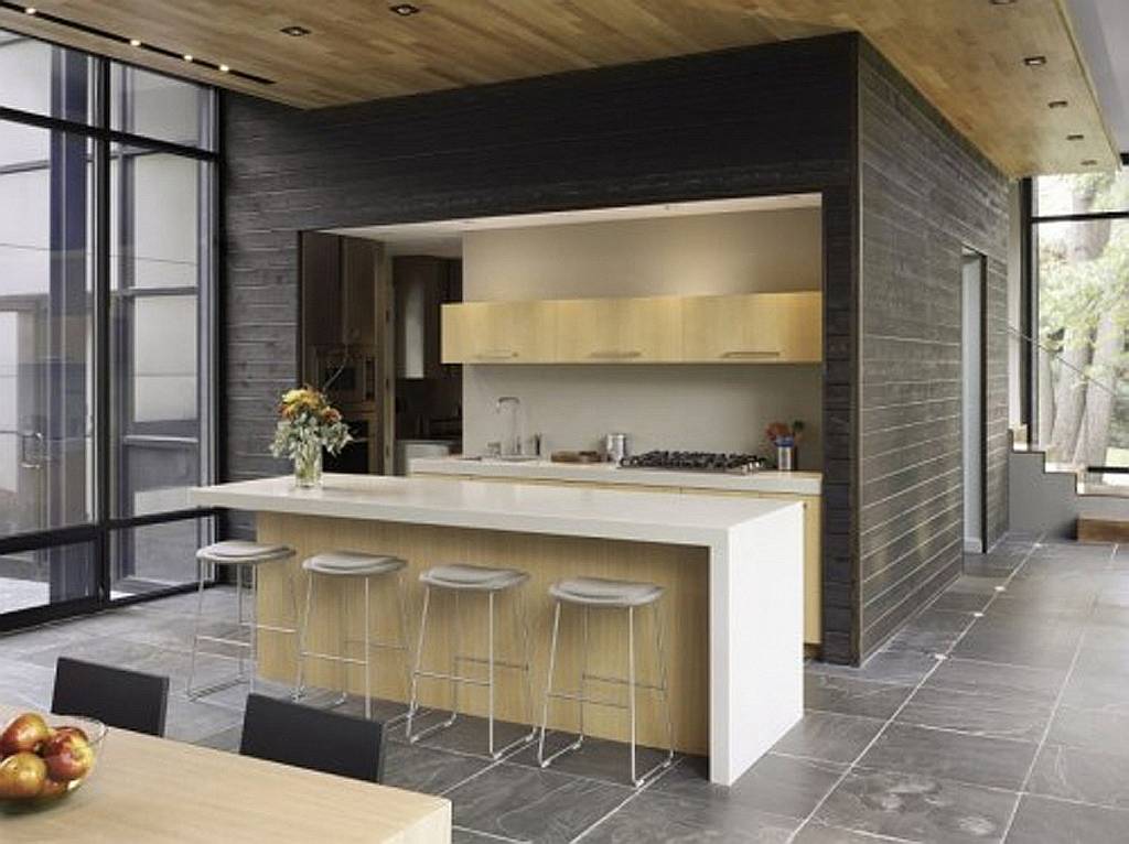 Fabulous minimalist kitchen design for small room with wooden cabinet and future