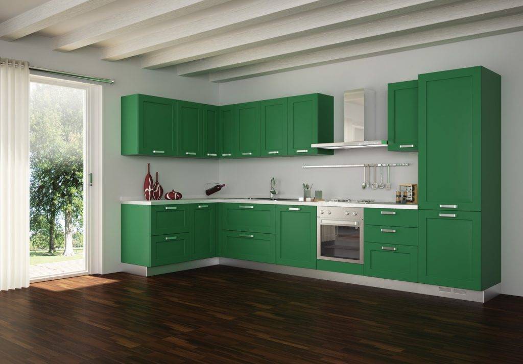 Green kitchen-cabinets concept