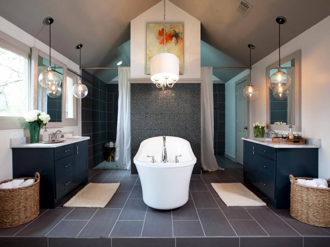 Inspirational gray tile for attic vintage bathroom