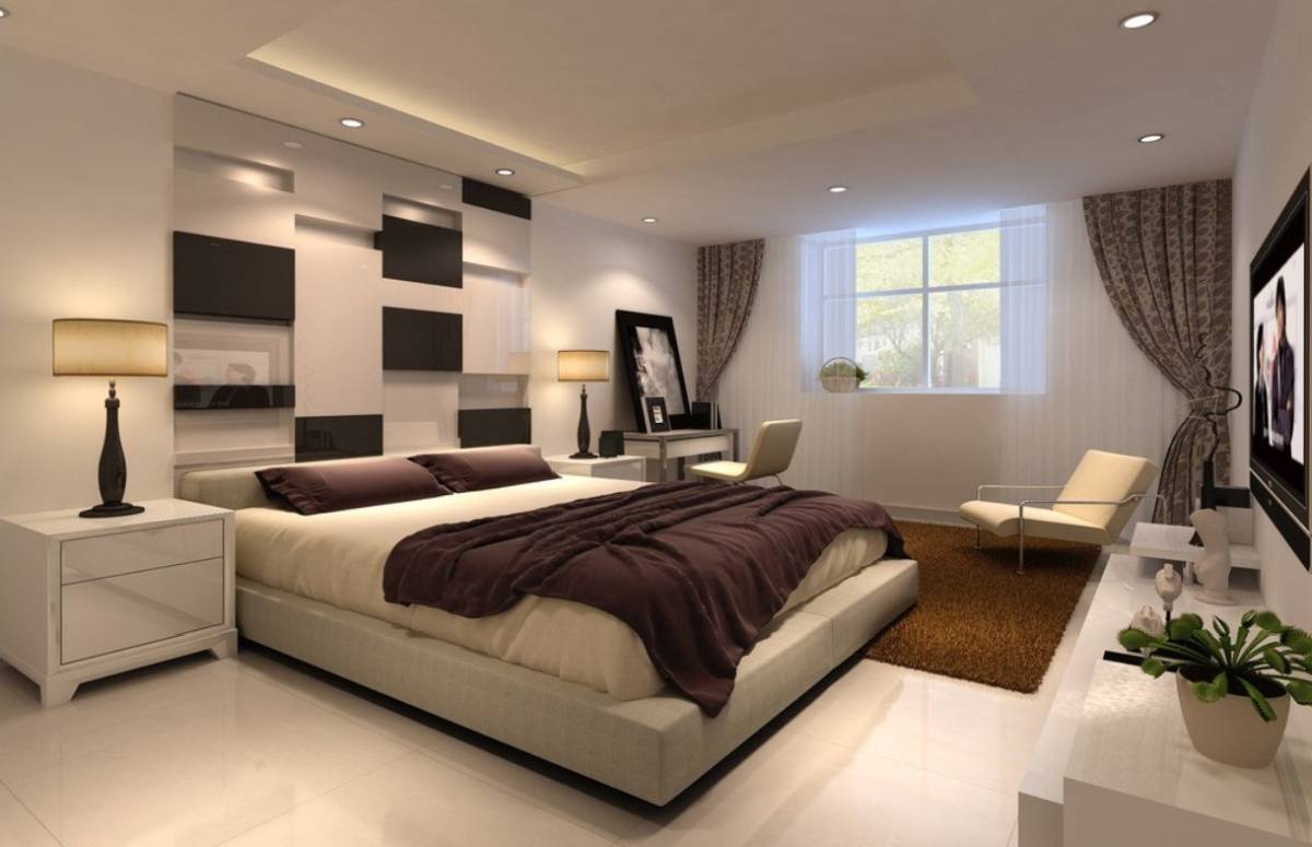 Minimalist bedroom with amazing background
