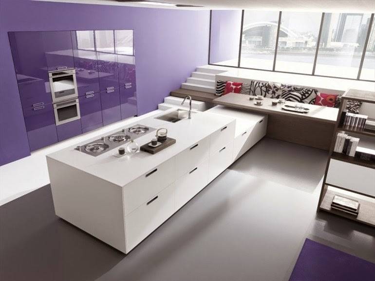 Minimalist home design and decor for kitchens in purple