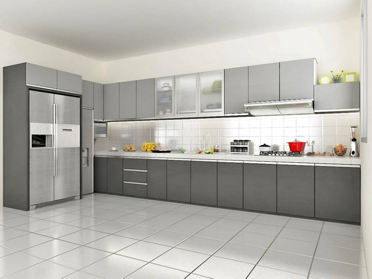 Modern grey kitchen set