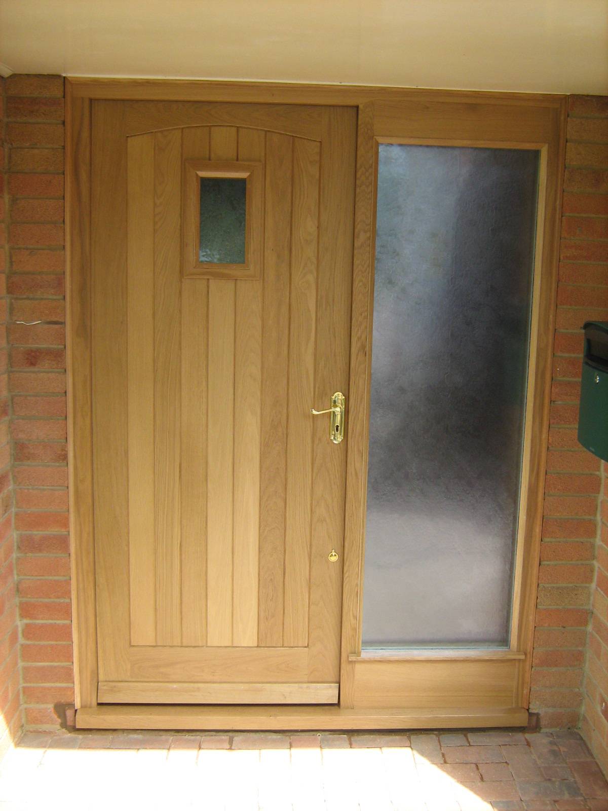 Oak door with frosted side glass