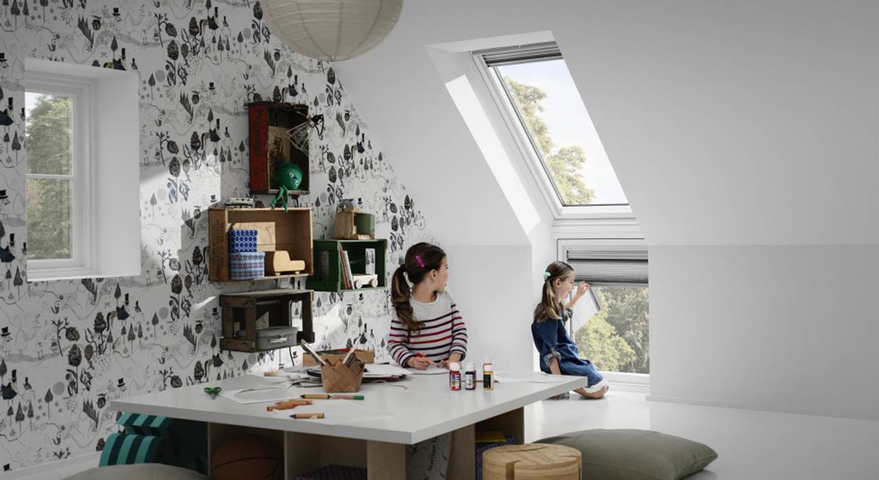 Play zone for kids with beautiful roof window