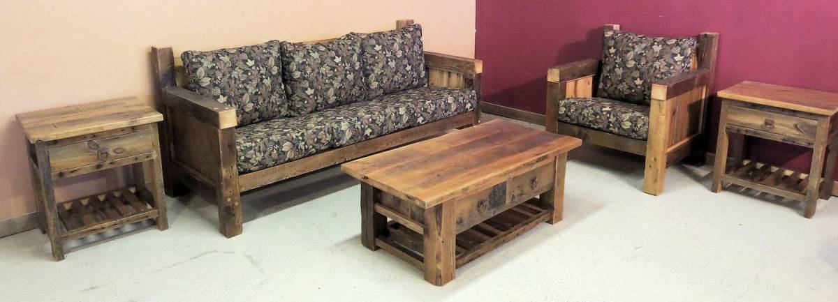 Reclaimed wood living room sofa