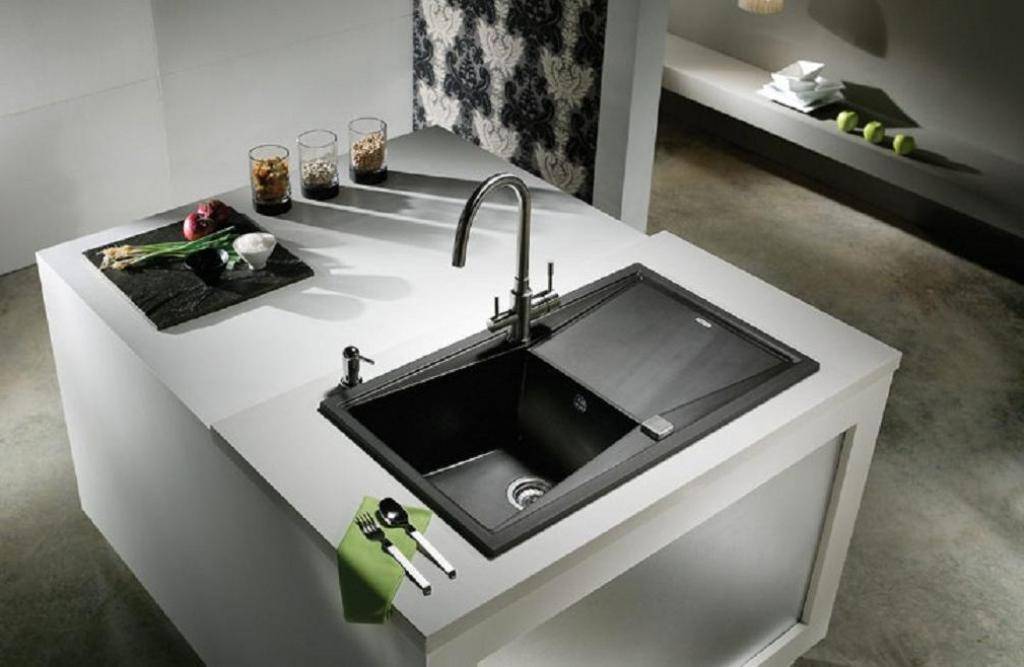 Square kitchen island design with sink designs is simple the top along with curve faucet in the middle 96x96 Wonderful Modern Kitchen Sink Design to Fashion Your Cooking Area