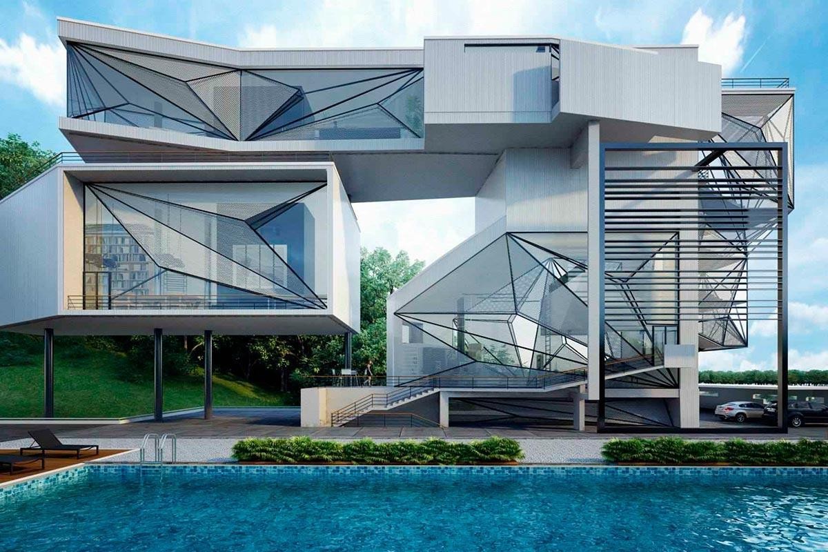 Ultra modern home design with unique windows
