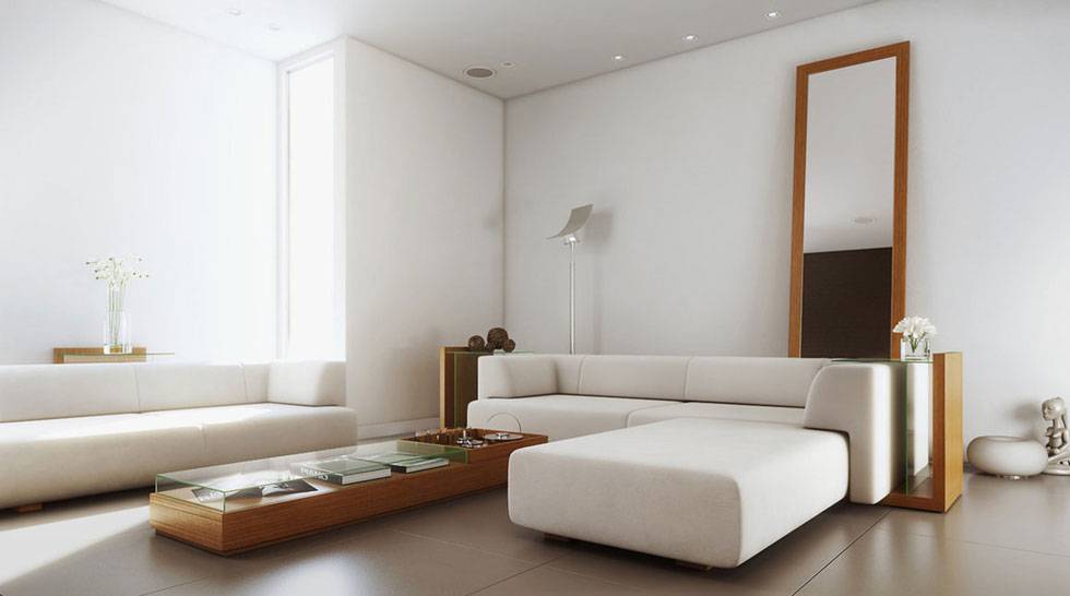 Wood living room furniture with sofa in minimalist style