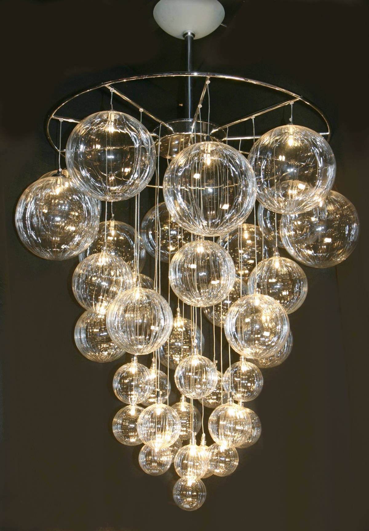 beautiful bespoke italian blown glass chandelier with bubble design