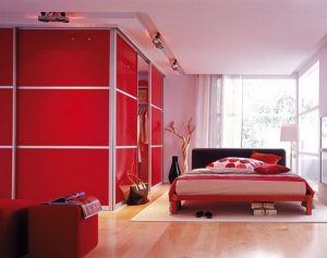 large wardrobe red modern room