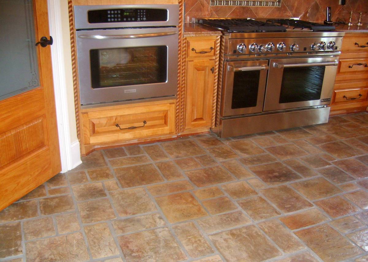 budget kitchen flooring with stone tile