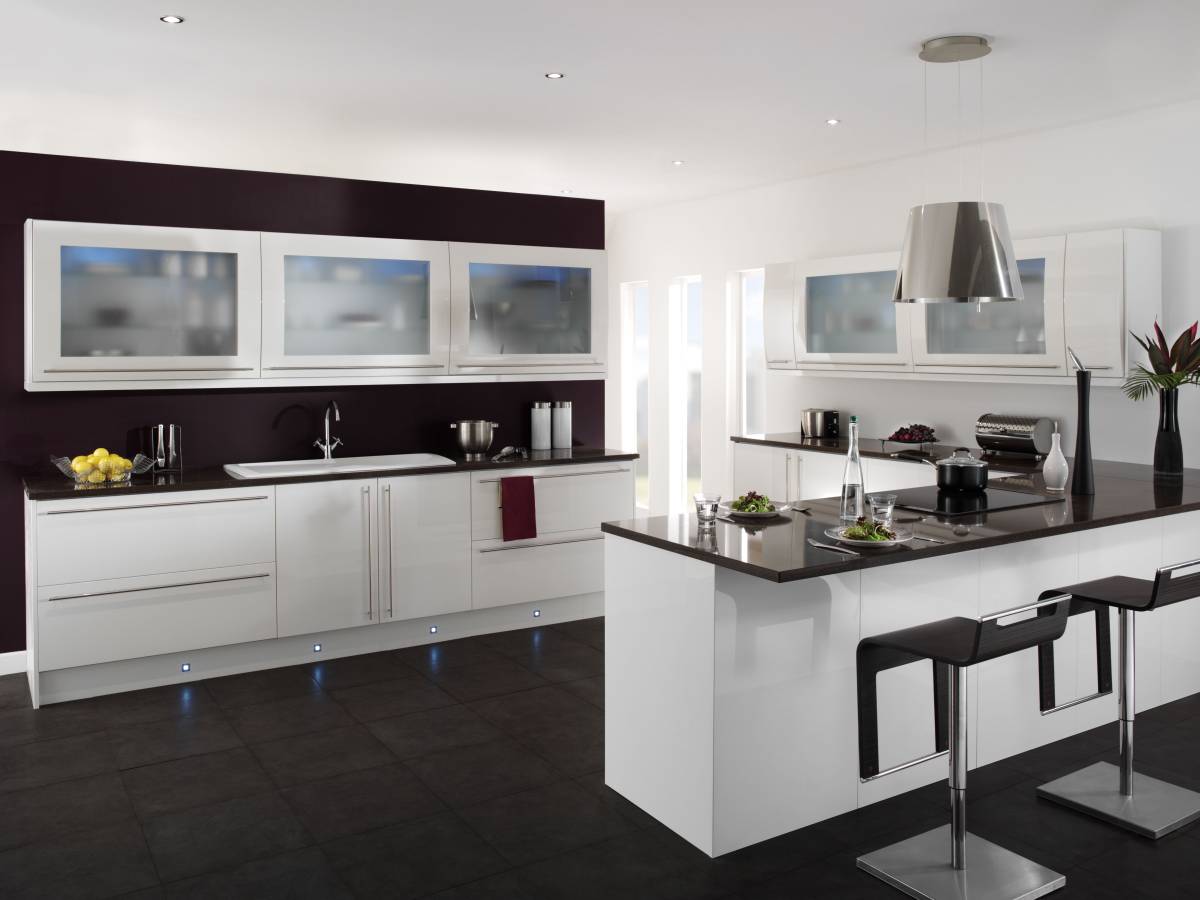 modern black and white kitchen set