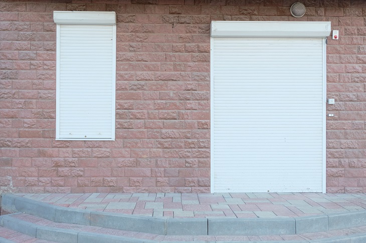 Shutter door and window outside of factory