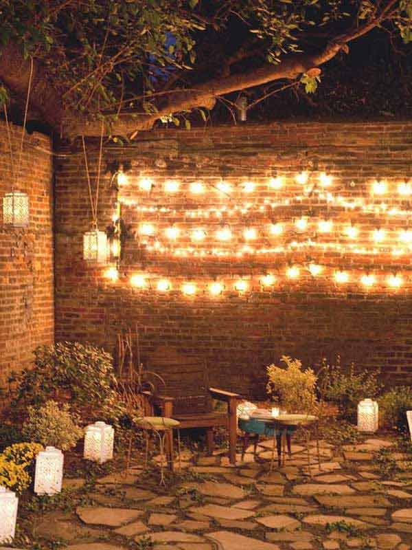 patio-outdoor-string-lights on wall