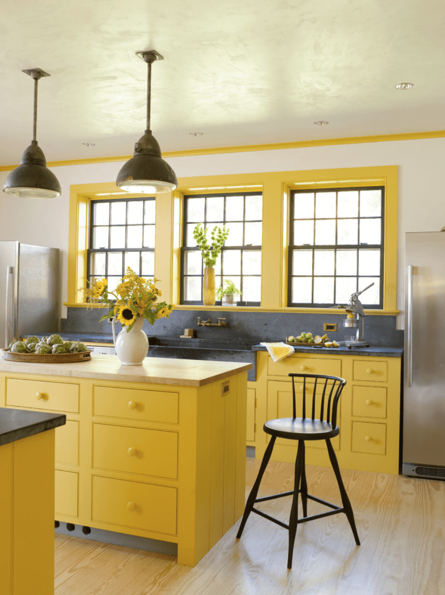 yellow kitchen cabinets