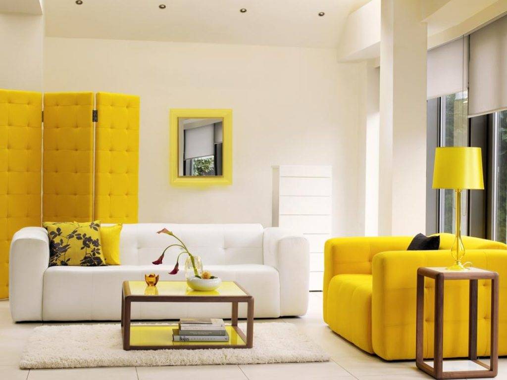 Lavish living room idea with yellow