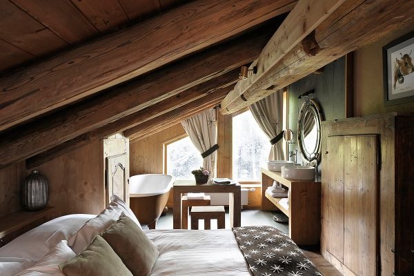Wood ceiling beams Design Alpine Skides Fermes Chambre