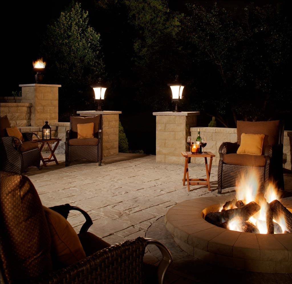 Fine Patio with Superb Patio Light Ideas also Chic Fire Place with Modern furniture