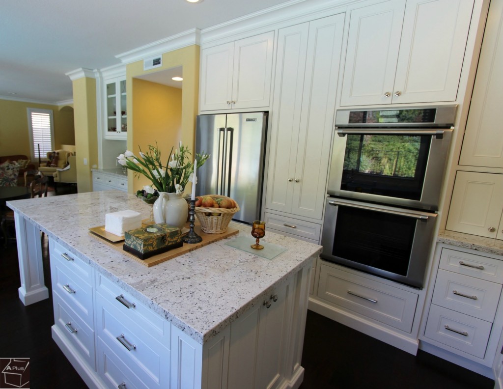 Aliso Viejo White Transitional U-Shaped Kitchen Remodel with Custom White Cabinets