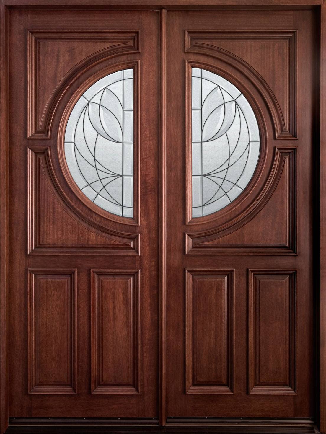 beautiful brown wood front double entry door