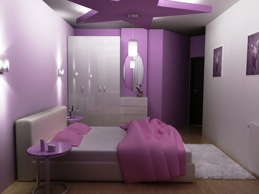 Interior, Best Girls Rooms Interior Design Ideas Awesome Girls Room Design Ideas With White And Purple Wall Paint Colors And White Color Bed Frames Also White Color Covered Bedding Sheet And Purple Pillows Also Blanket And Combine With Brown Color Wooden Floor Also White Frieze Carpet And Wall Mounted Lamps Also Pendant Lamp And White Wooden Wardrobes With Silver Color Metal Handles Also Wooden Storage Drawers With Decorating Ideas For Girls Rooms Also Home Interior Ideas