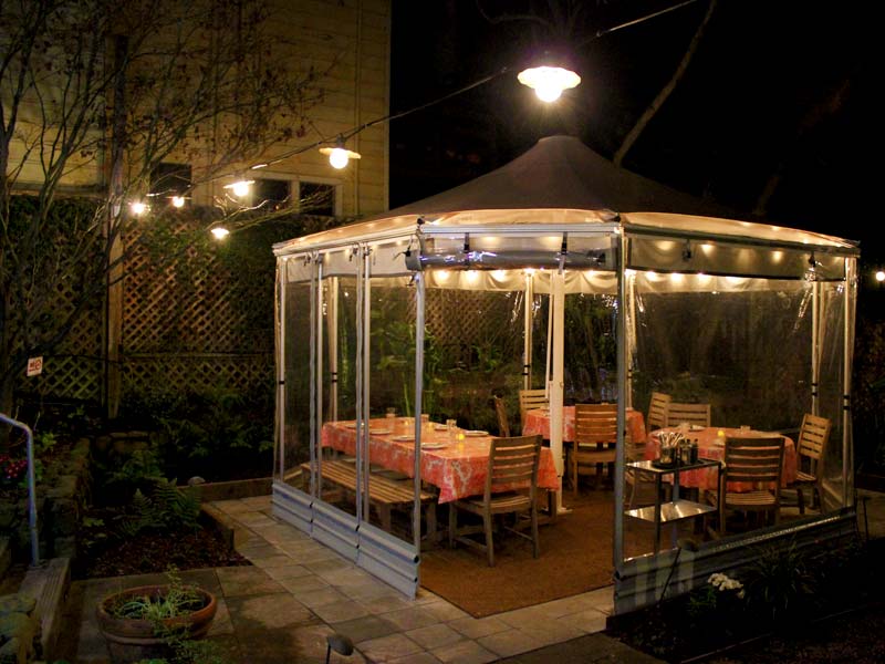 gazebo with cool lighting