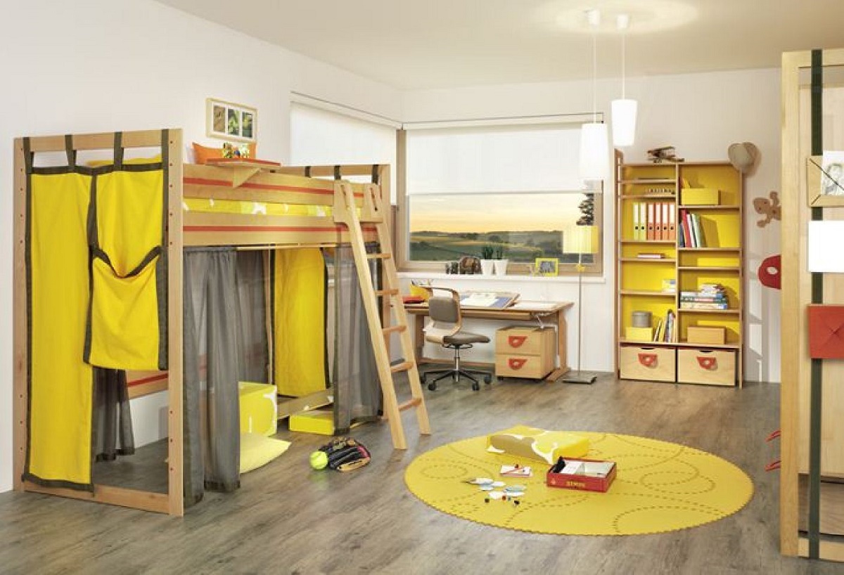 Bedroom Best Yellow-Red Kids Room Designs