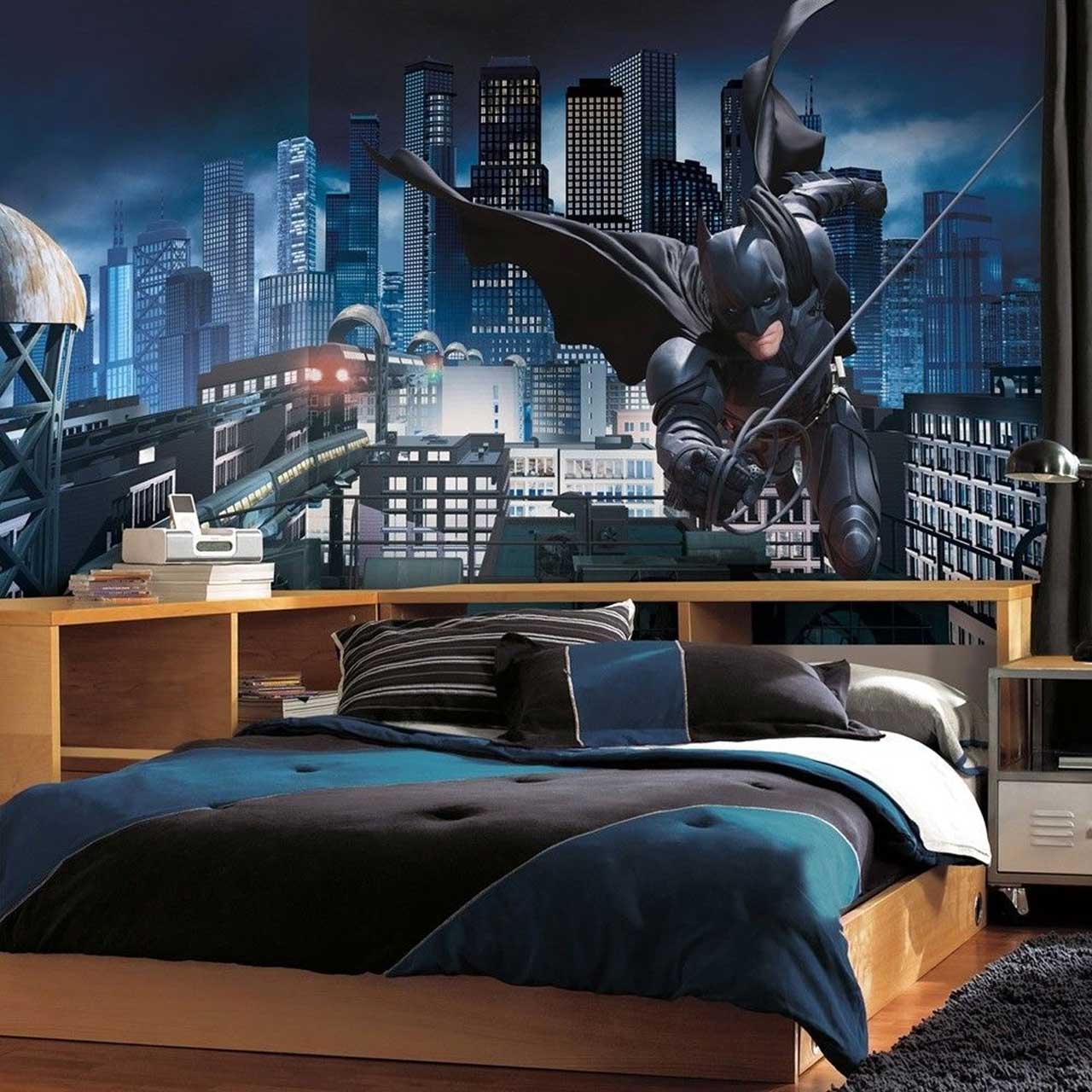 Awesome Superheroes Kids Room Decor For Boys Designs Ideas With Stylish Wood Bed Kids Room Design Also Cool Batman Wall Art Canvas Kids Room Ideas Plus Interesting Bookcase Ideas