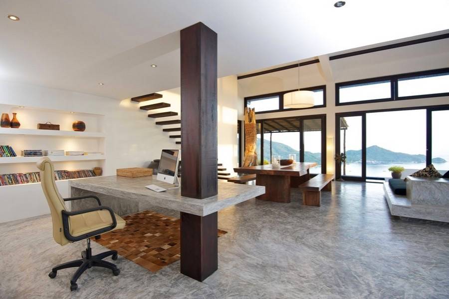 Modern home office design plans for beach house design with stair