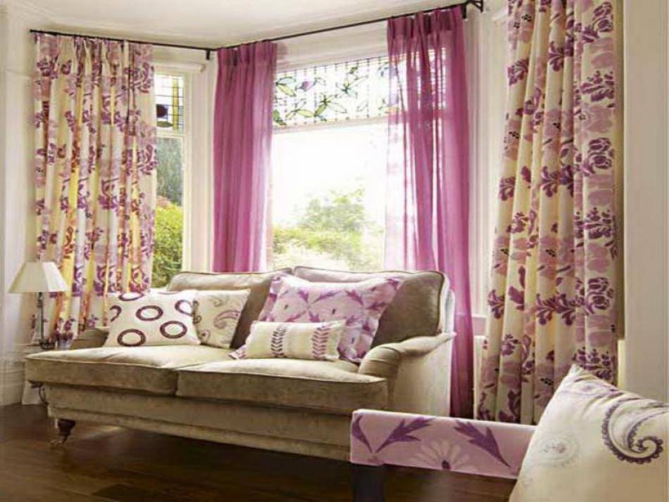 Sweet window curtain design ideas pink color soft