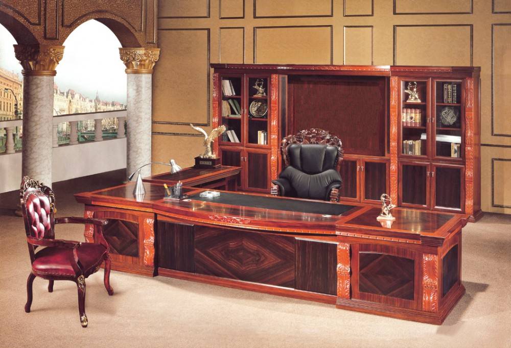 solid wood l -shaped office furniture