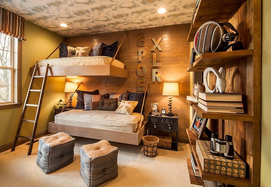 Space saving beds and brilliant lighting revamp the aura of the rustic bedroom