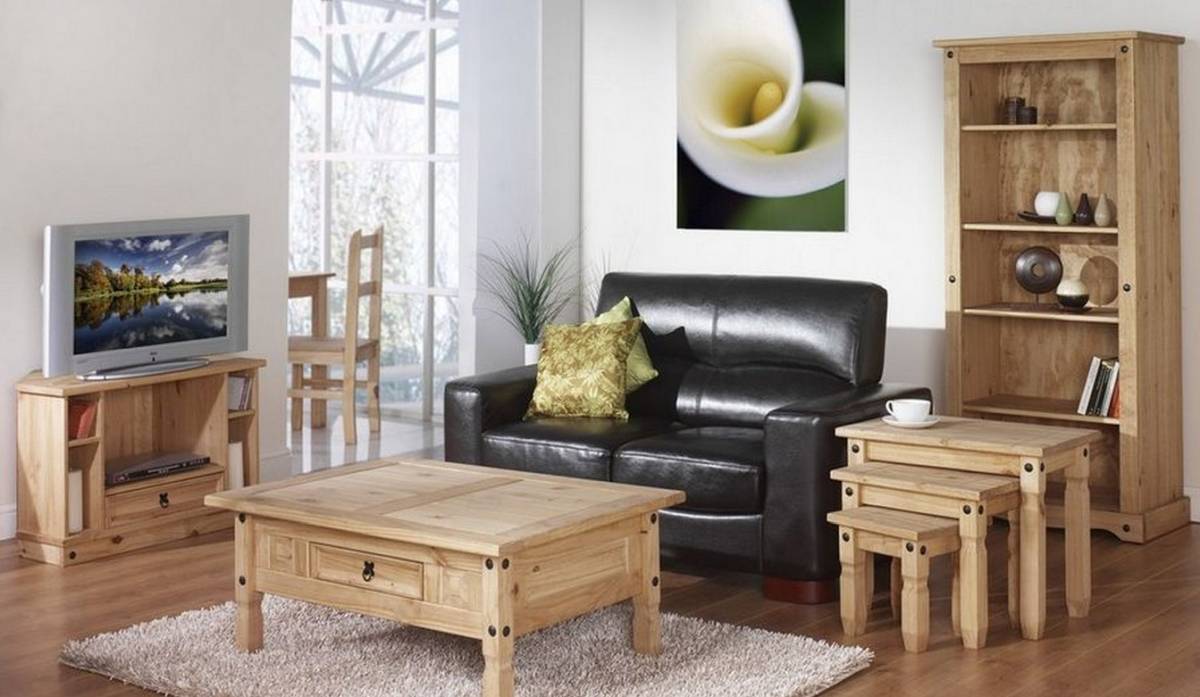 Solid wood furniture for living room rustic