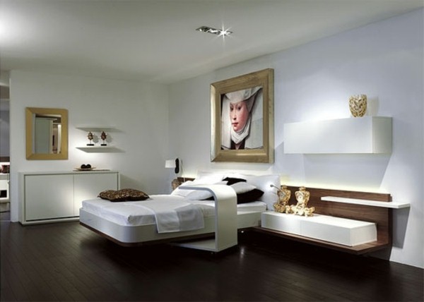 generous picture on the wall in the bedroom with white design