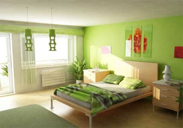 underline room ideas with green bedroom wall color