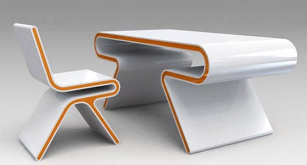 sleek futuristic modern desk chair set1 35 Super Modern Office Desk Designs - Designs Mag