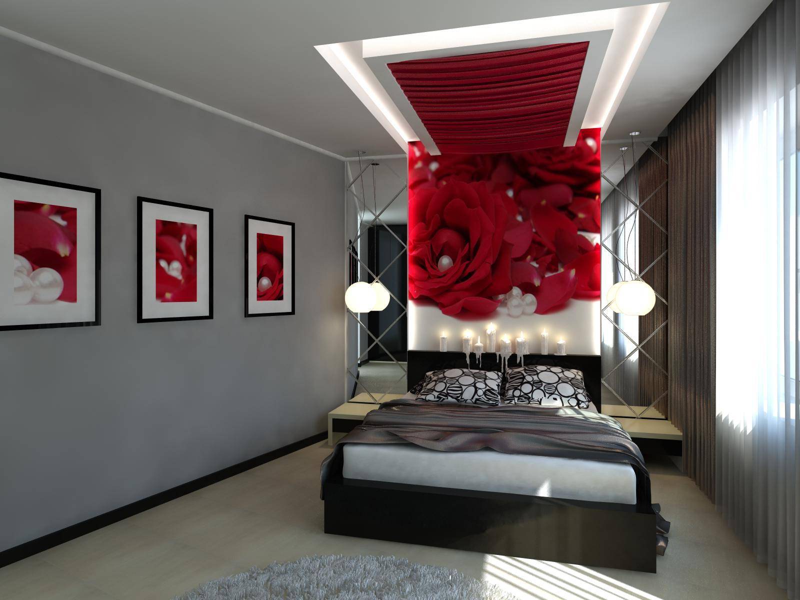 Beautiful Bedrooms In Gray And Red
