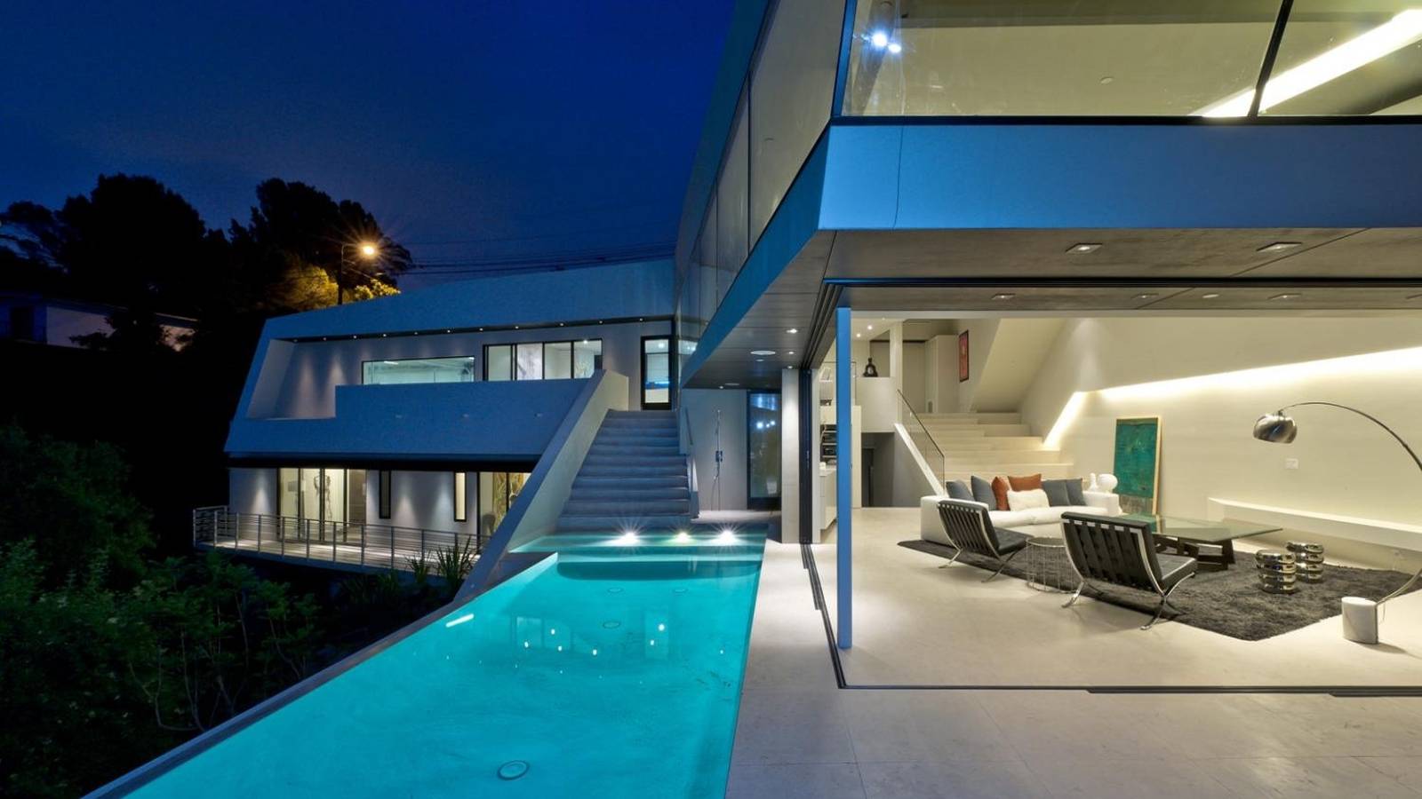 Interior Of One Ultra Modern Estate In Hollywood Hills