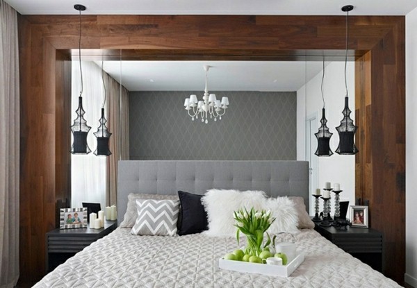 small bedroom deco wall mirror black and white