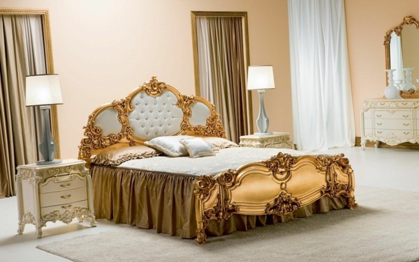 gold shimmer in baroque bedroom