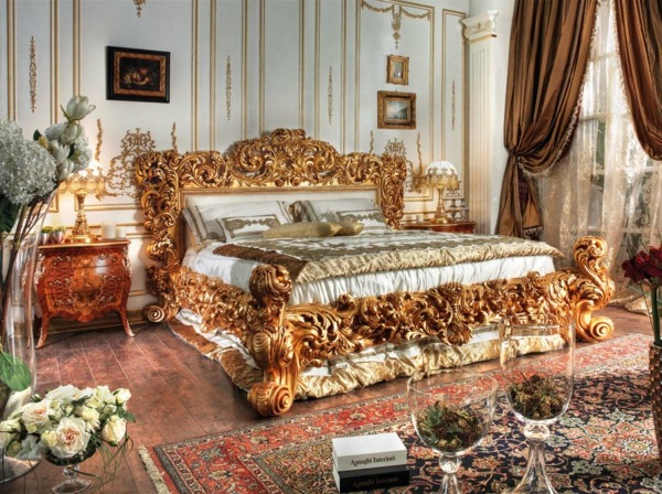 large bed in the baroque bedroom